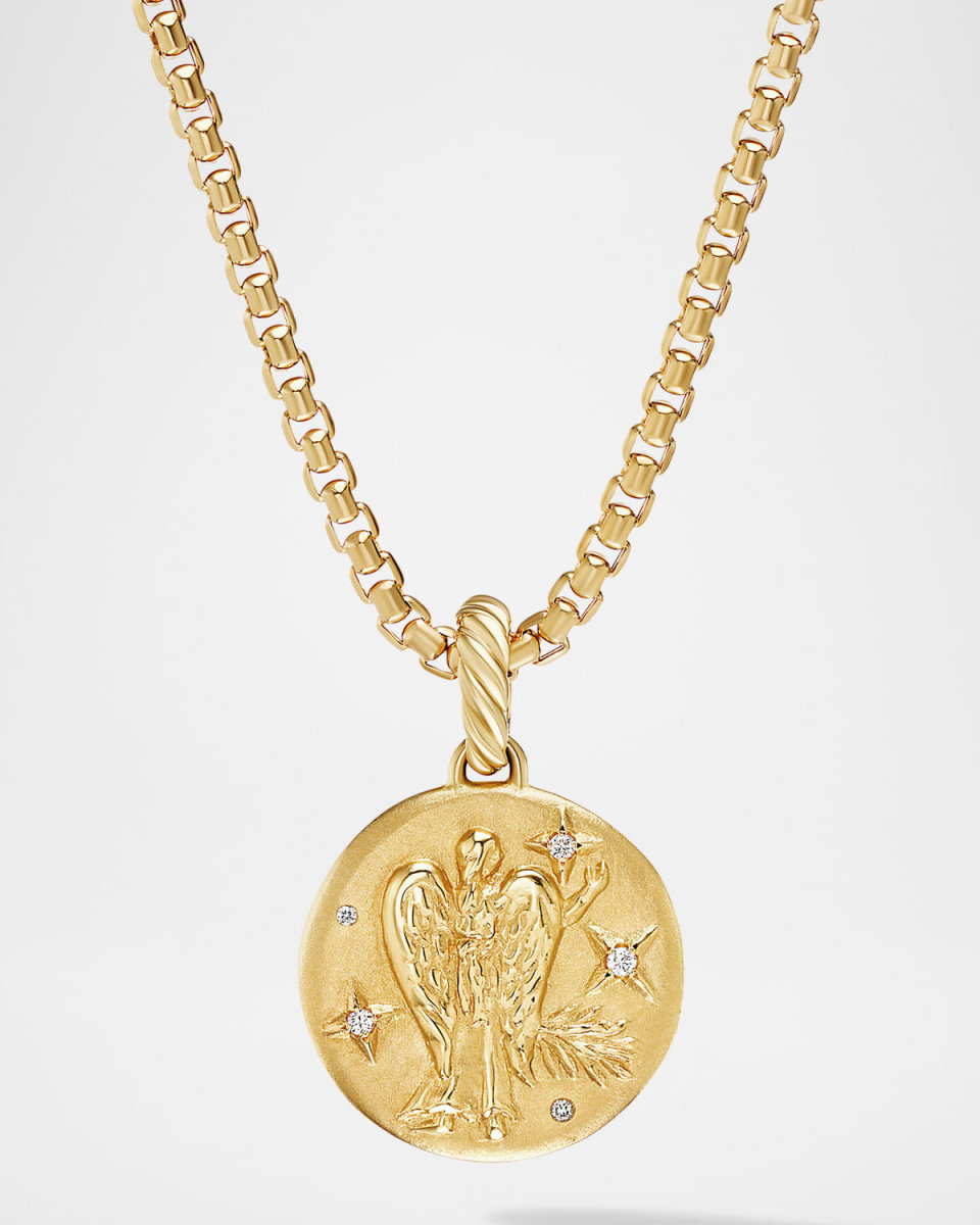 Virgo Amulet with Diamonds in 18K Gold, 28.7mm
